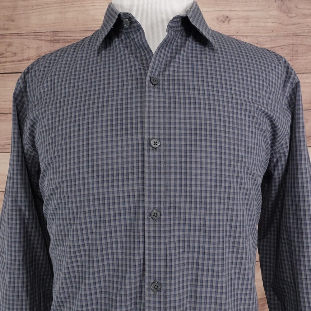 Zachary Prell Shirt Mens XL Gray Check Long Sleeve‎ Button-Up Regular Fit Cotton